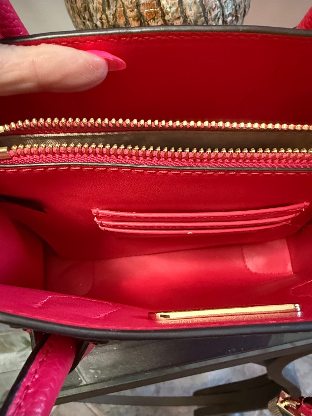 Michael Kors Hot Pink Floral Studded Leather Satchel - Picture 3 of 7